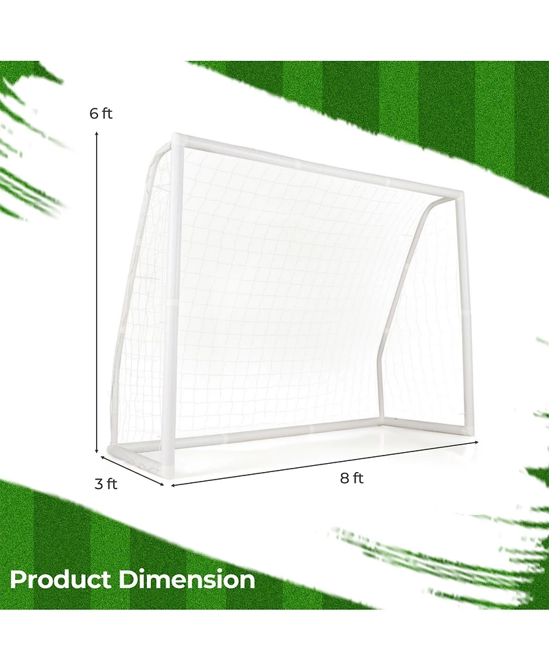 Sugift Outdoor Recreation & Sports Gear 8' x 6' Soccer Goal with Ground Stakes and Soccer Cones