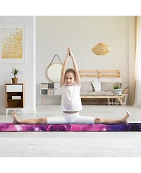 Sugift Folding Balance Beam with Solid Wood Base and Anti-slip Bottom-Pink.