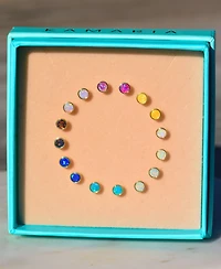 Kamaria Round Stud Earrings With Lab-Grown Opal 14k Gold Plated Sterling Silver