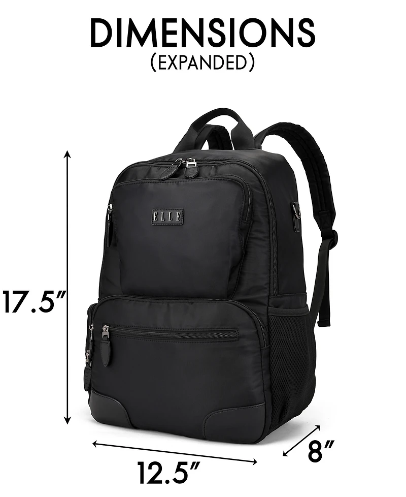 Elle Voyage 17.5" Twill and Faux Leather Backpack