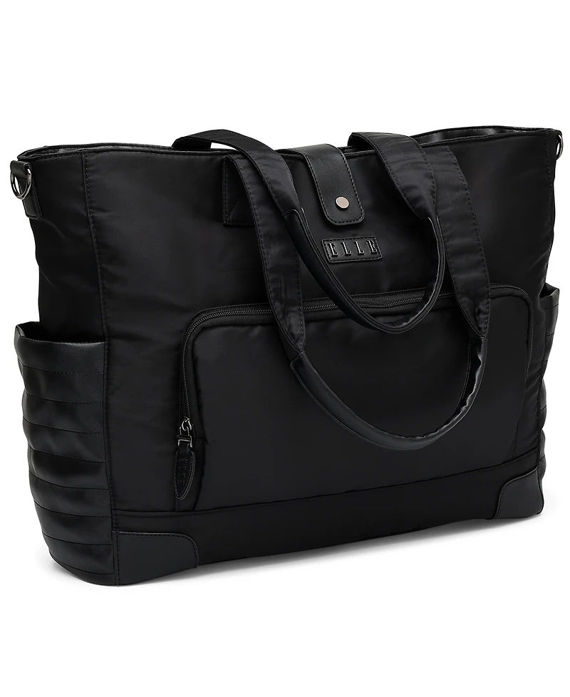 Elle Voyage 14.5" Twill and Faux Leather Weekender Tote Bag
