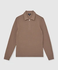 Reiss Men's Wool Waffle-Knit Half-Zip Polo Shirt