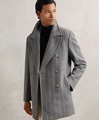 Reiss Men's Wool-Blend Chalk-Stripe Pea Coat