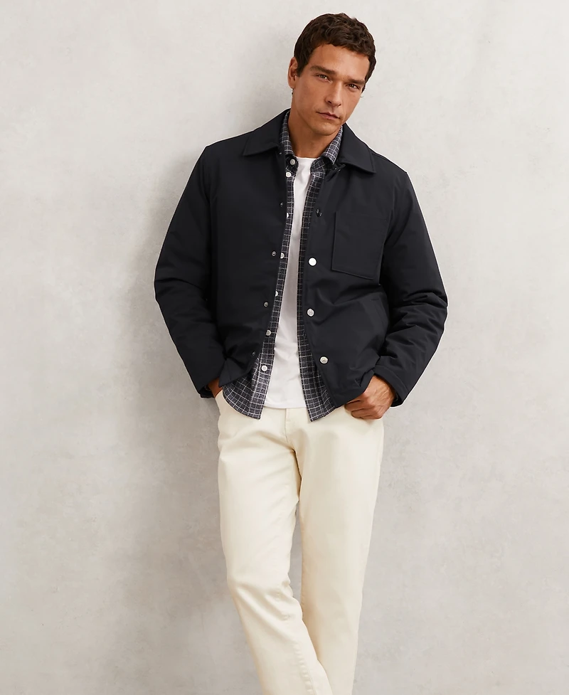 Reiss Men's Lightly-Padded Patch-Pocket Overshirt