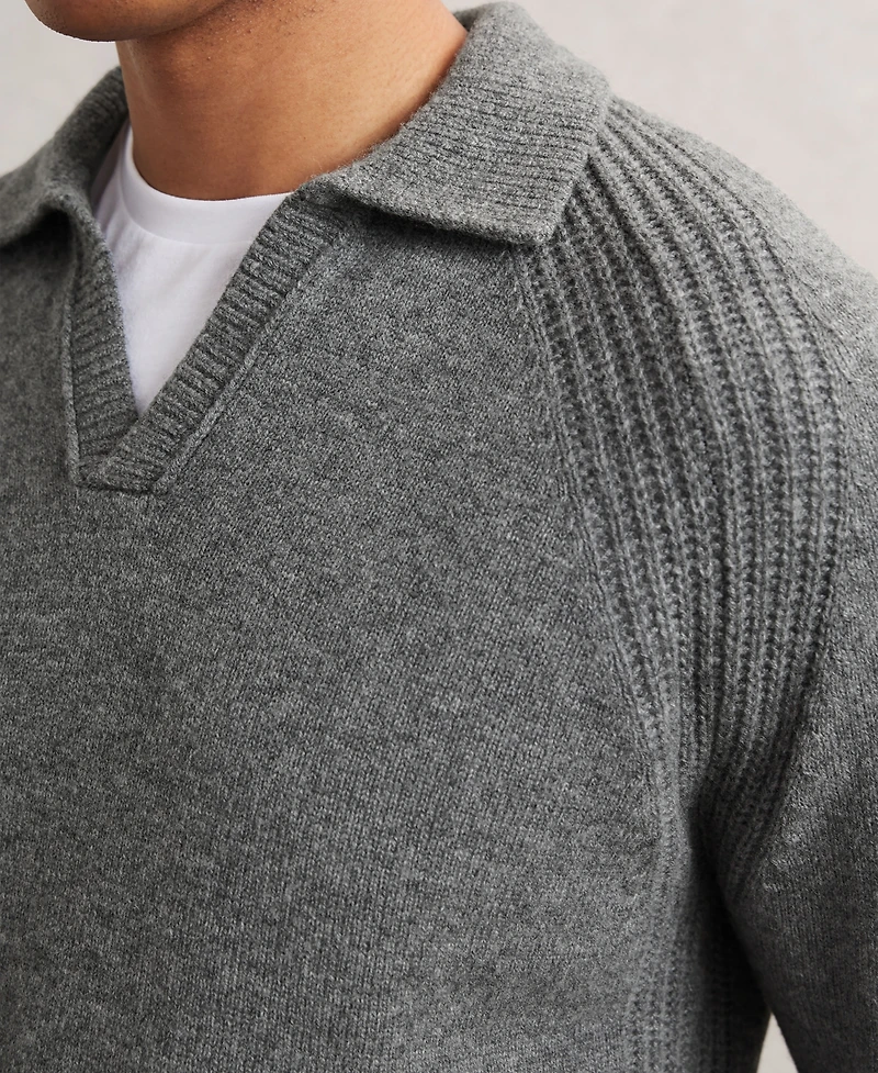 Reiss Men's Wool-Cashmere Open-Collar Sweater