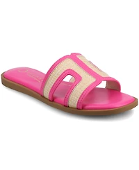 Journee Collection Womens Primah "H" Band Medium and Wide Width Slip On Flat Sandals
