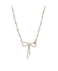 Sterling Silver 18k Gold Plated Camelie Crystal Ribbon Chain Necklace