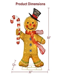 Puleo International 4' Pre-Lit Outdoor Gingerbread Man Christmas Holiday Decor