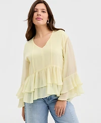 On 34th Women's Long Sleeve Chiffon Ruffle Blouse, Macy's Exclusive