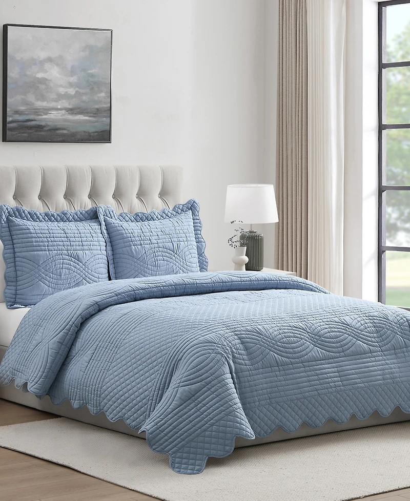 Vcny Home Scallop Microfiber 2-Pc. Quilt Set, Twin