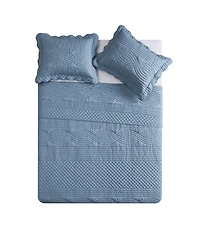 Vcny Home Scallop Microfiber 3-Pc. Quilt Set, King