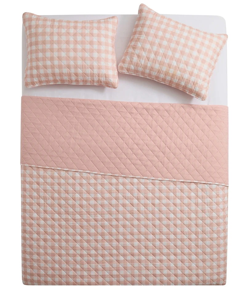 Vcny Home Gingham Microfiber 3-Pc. Quilt Set, Full/Queen