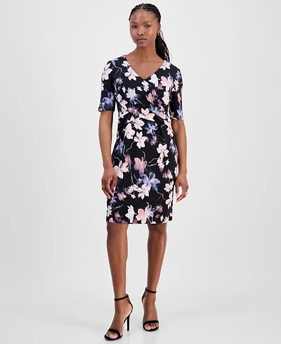 Connected Petite Half-Sleeve Sheath Dress
