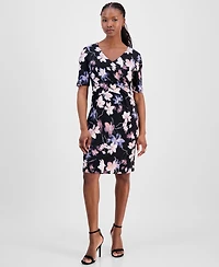 Connected Petite Half-Sleeve Sheath Dress