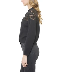 Central Park West Women's Stella Lace X Knit Twofer Sweater