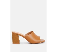 addie block heel slip on sandals