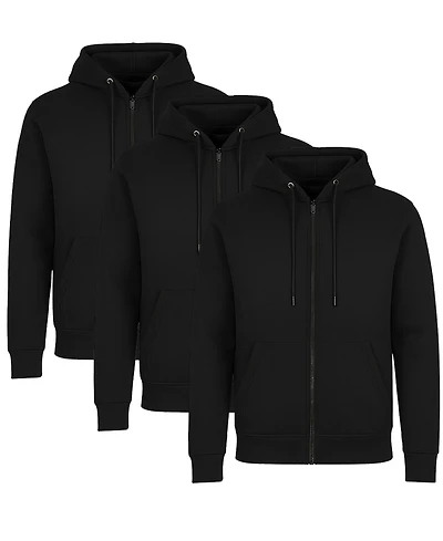 Blue Ice Men's Lined Full-Zip Hoodie, 3-Pack