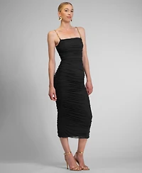 Rachel Roy Women's Sivon Mesh Square Neck Midi Dress