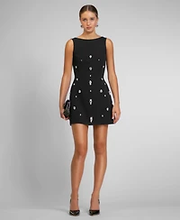 Rachel Roy Women's Celice Chunky Jeweled Boat Neck Mini Dress