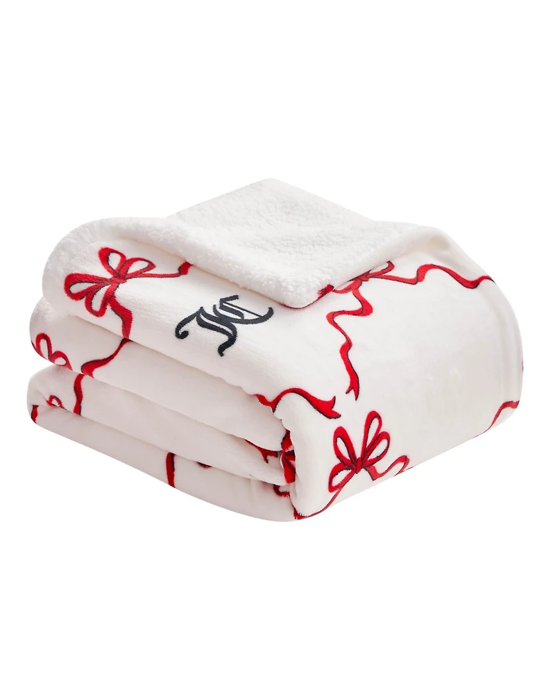 Juicy Couture Plush Reversible Sherpa Throw, 50"x 60"