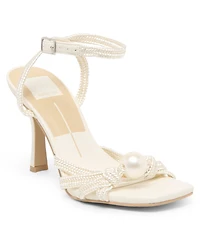 Dolce Vita Women's Helle Imitation Pearl Strappy High Heel Dress Sandals