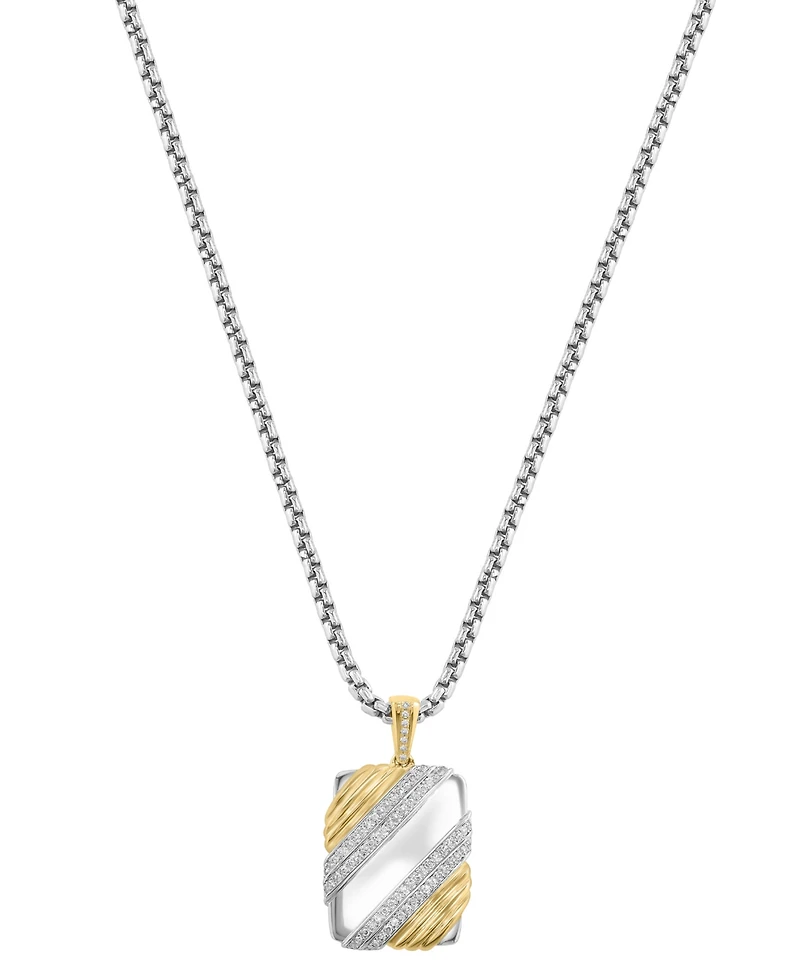Effy Collection Men's Diamond Pendant Necklace (1/3 ct. t.w.) in Gold Over Silver