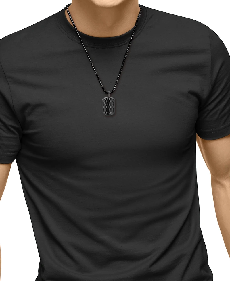 Effy Collection Men's Black Spinel Pendant Necklace (1-7/8 ct. t.w.) in Silver and Titanium