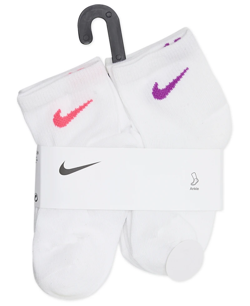 Nike Little Girls Metallic Swoosh Quarter Socks, Pack of 6