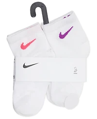 Nike Little Girls Metallic Swoosh Quarter Socks, Pack of 6