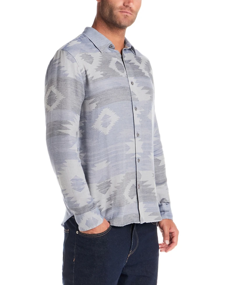 Weatherproof Vintage Men's Long Sleeve Southwest Jacquard Button Down Shirt