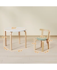 Qaba 5 Piece Kids Table and Chair Set, Wooden Table and 4 Chairs,