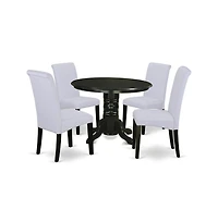 East West Furniture Dining Room Set Black, SHBA5-blk-05