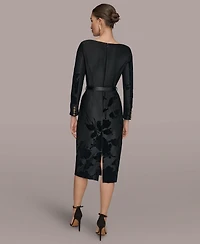 Donna Karan New York Petite Embossed Boat Neck Velvet Dress