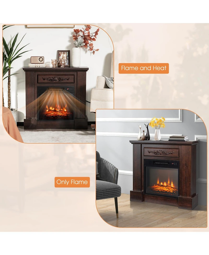 1400W Tv Stand Electric Fireplace Mantel with Remote Control