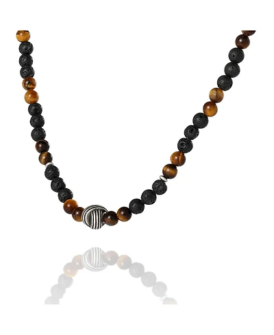 Lucky Brand Men s Lava Rock & Tiger Eye Beaded Necklace, 22''