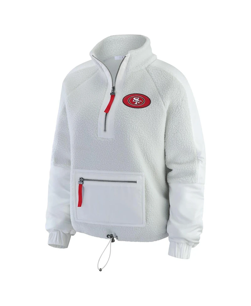 Wear by Erin Andrews Women's White San Francisco 49ers Polar Fleece Half-Zip Jacket