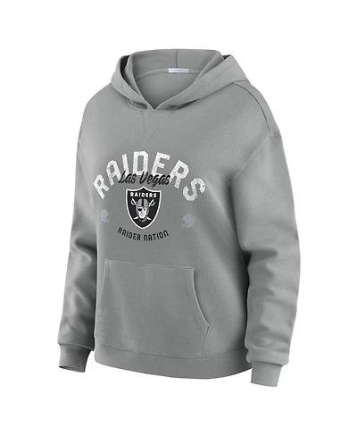 Wear by Erin Andrews Women's 2-Piece Gray Las Vegas Raiders Waffle-Knit Long-Sleeve Hoodie and Lounge Pant Set