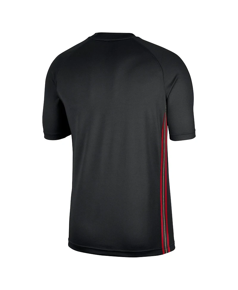 Nike Men's Black Philadelphia 76ers Classic Edition Hardwood Classics Authentic Game Shooting T-Shirt