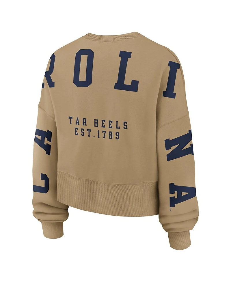 Jordan Women's Tan North Carolina Tar Heels Oversized Phoenix 2-Hit Pullover Sweatshirt