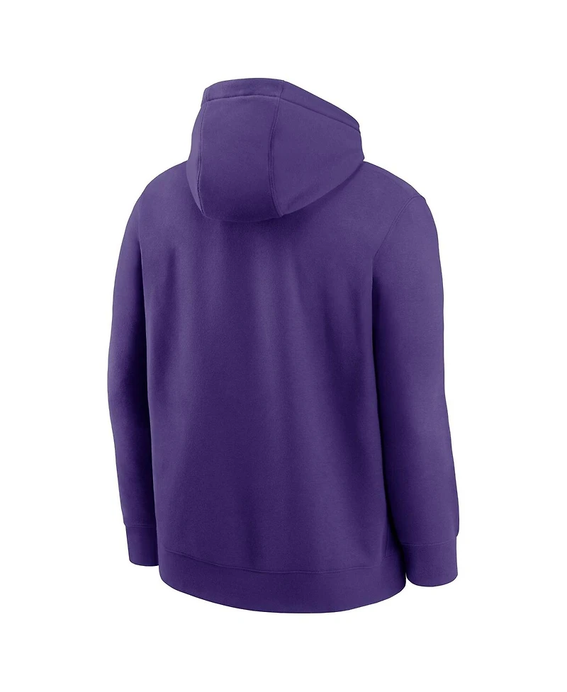 Nike Men's Purple Lsu Tigers Club Fleece Arch Pullover Hoodie