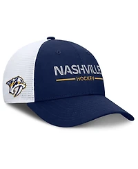 Fanatics Men's Navy/White Nashville Predators Authentic Pro Rink Lockup Adjustable Trucker Hat