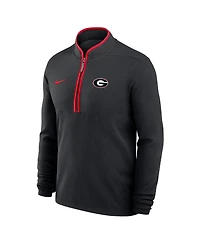 Nike Men's Black Georgia Bulldogs Courtside Victory Dri-fit Half-Zip Pullover Sweatshirt