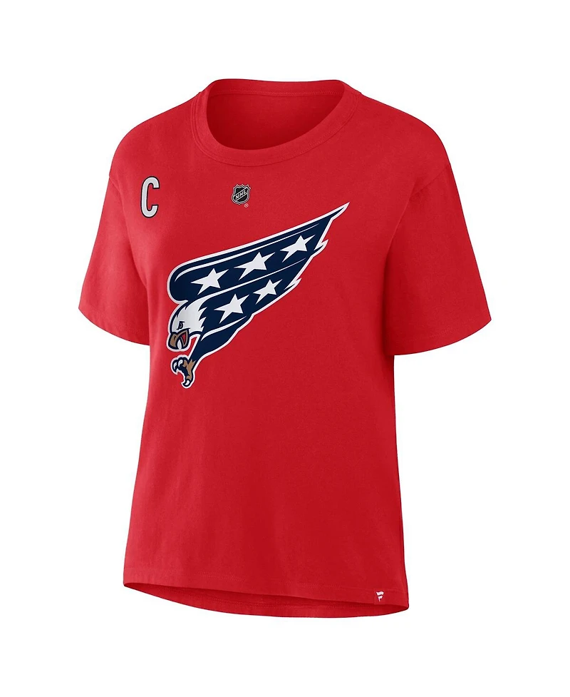 Fanatics Women's Alexander Ovechkin Red Washington Capitals Authentic Stack Name Number T-Shirt