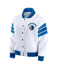 Wear by Erin Andrews Women's White Dallas Mavericks Full-Snap Fleece Sweatshirt Jacket