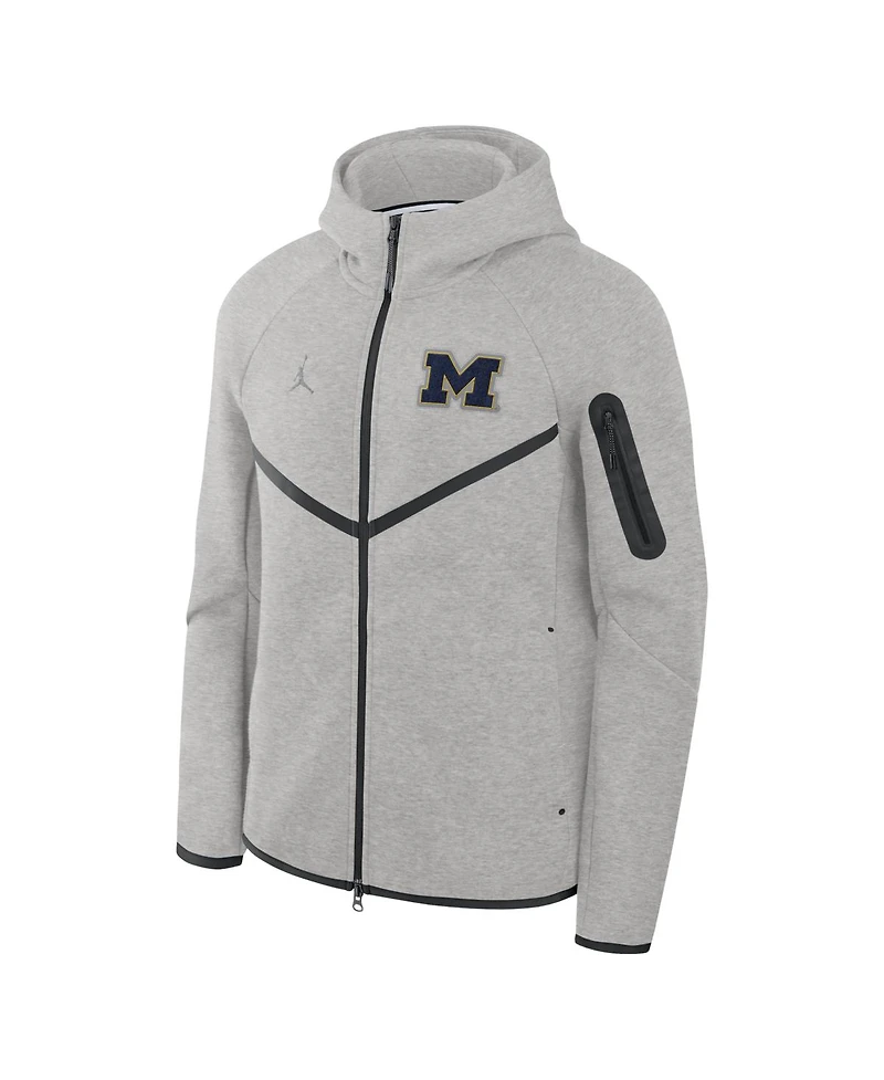 Jordan Men's Gray Michigan Wolverines Tech Fleece Full-Zip Windrunner Hoodie