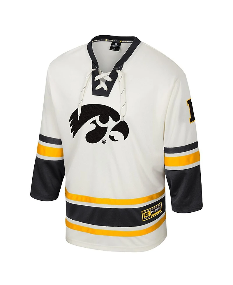 Colosseum Men'sCream Iowa Hawkeyes Puck Proud Fashion Hockey Jersey