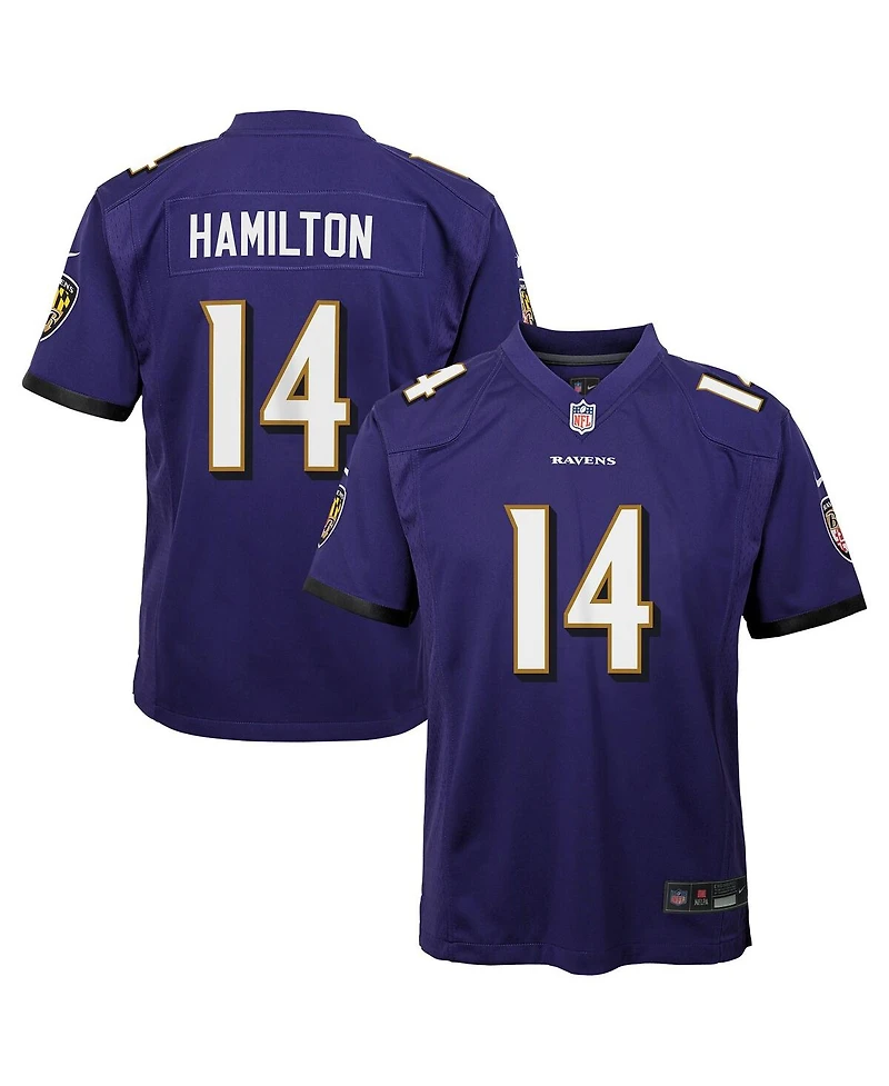 Nike Big Boys and Girls Kyle Hamilton Purple Baltimore Ravens Team Game Jersey