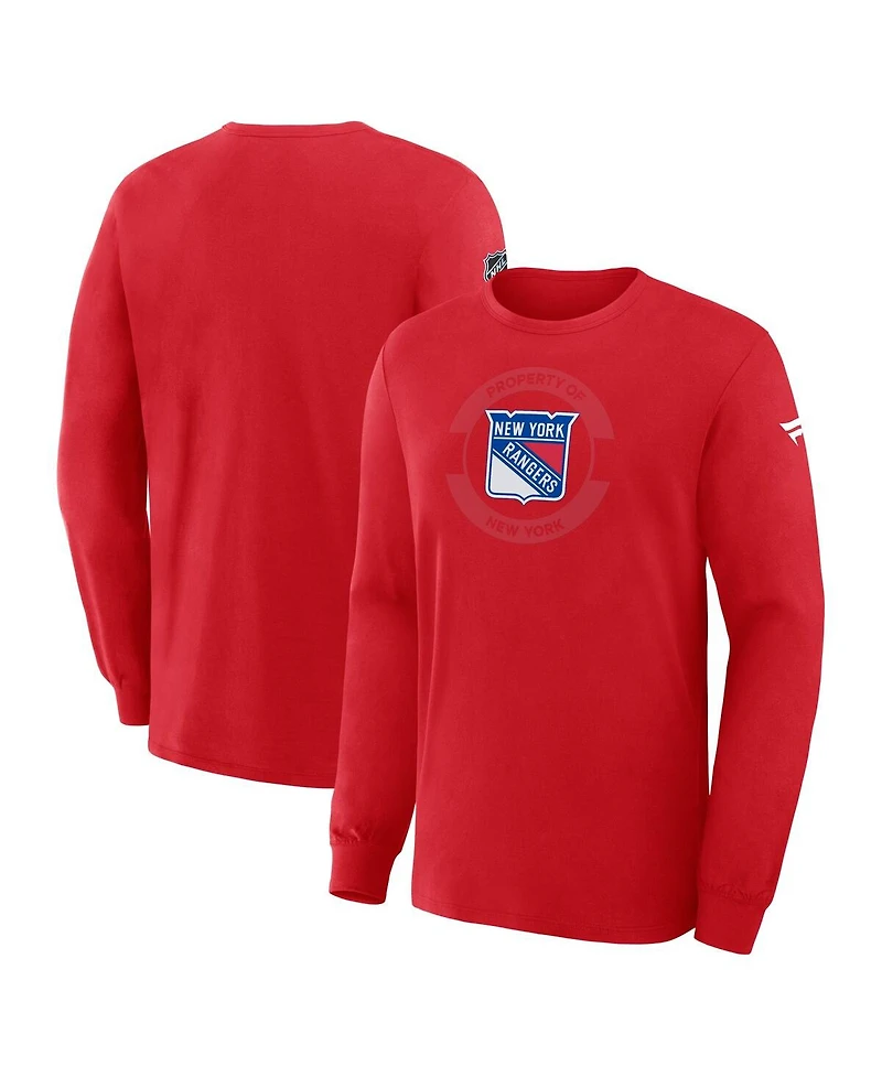 Fanatics Men's Red New York Rangers Authentic Pro Property Of Practice Long Sleeve T-Shirt