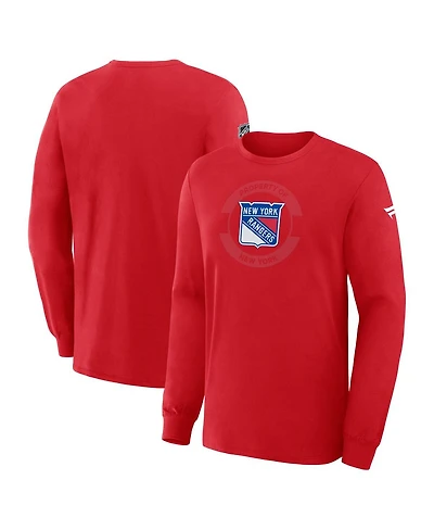 Fanatics Men's Red New York Rangers Authentic Pro Property Of Practice Long Sleeve T-Shirt