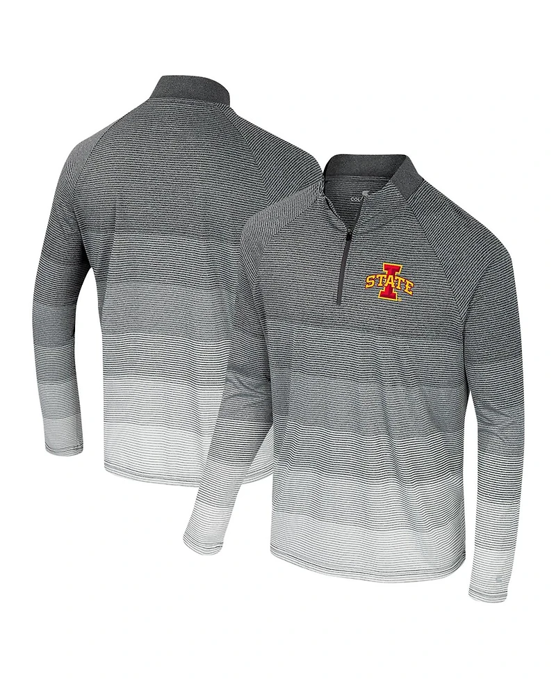 Colosseum Men's Gray Iowa State Cyclones Ai Striped Mesh Quarter-Zip Raglan Windshirt Jacket